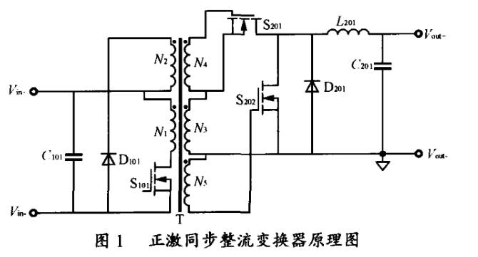 直流穩壓電源同步整流變換器原理圖