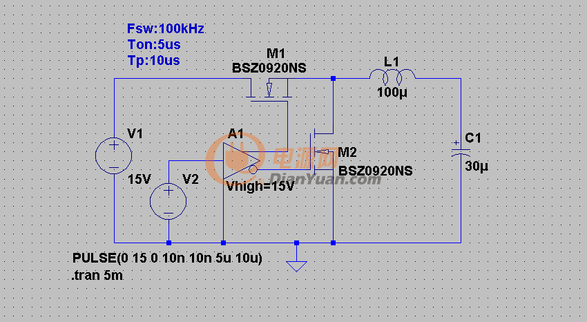 buck型同步直流穩壓電源整流電路圖
