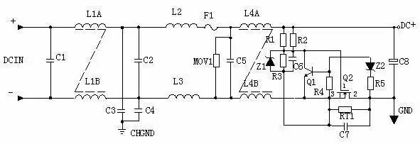 DC 直流穩壓電源輸入濾波電路原理圖